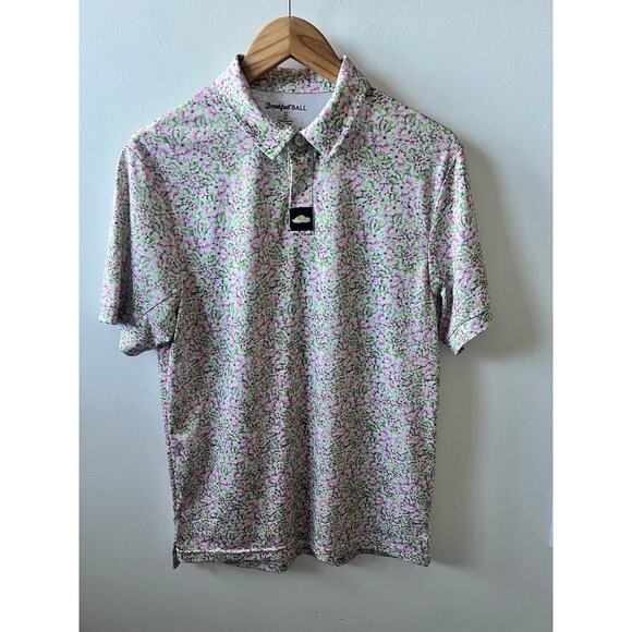 Breakfast Balls floral golf polo men's size small - Picture 1 of 5